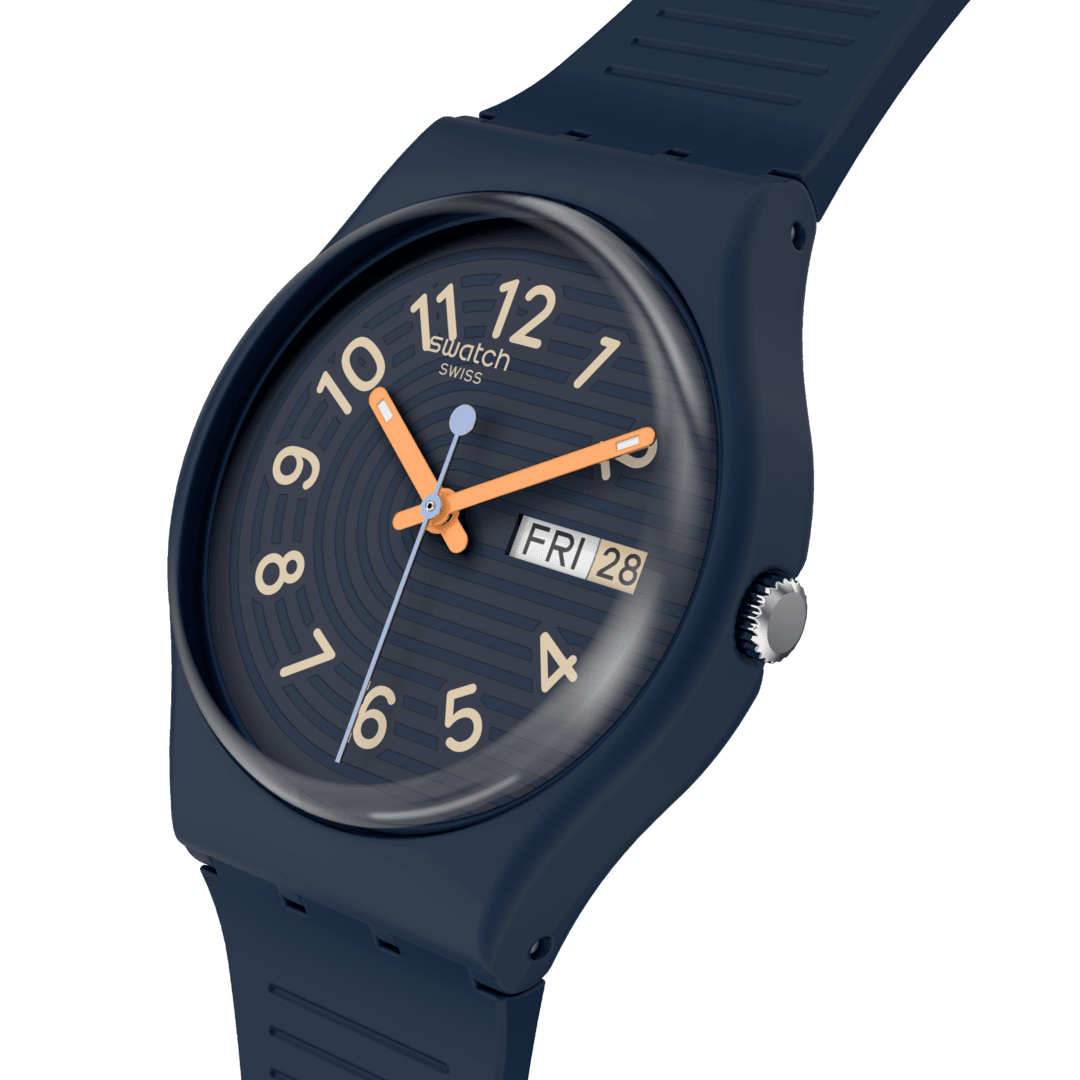 Swatch Originals Medium SO28I700 Trendy Lines at Night Armbanduhr Dunkelblau • Biosourced Gehäuse & Glas •