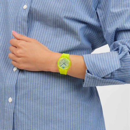 Swatch Originals Medium SO28J103 Luminously Lemon Damenuhr Transparent • Biosourciertes Gehäuse • 80s Retro-Design, Bild 6