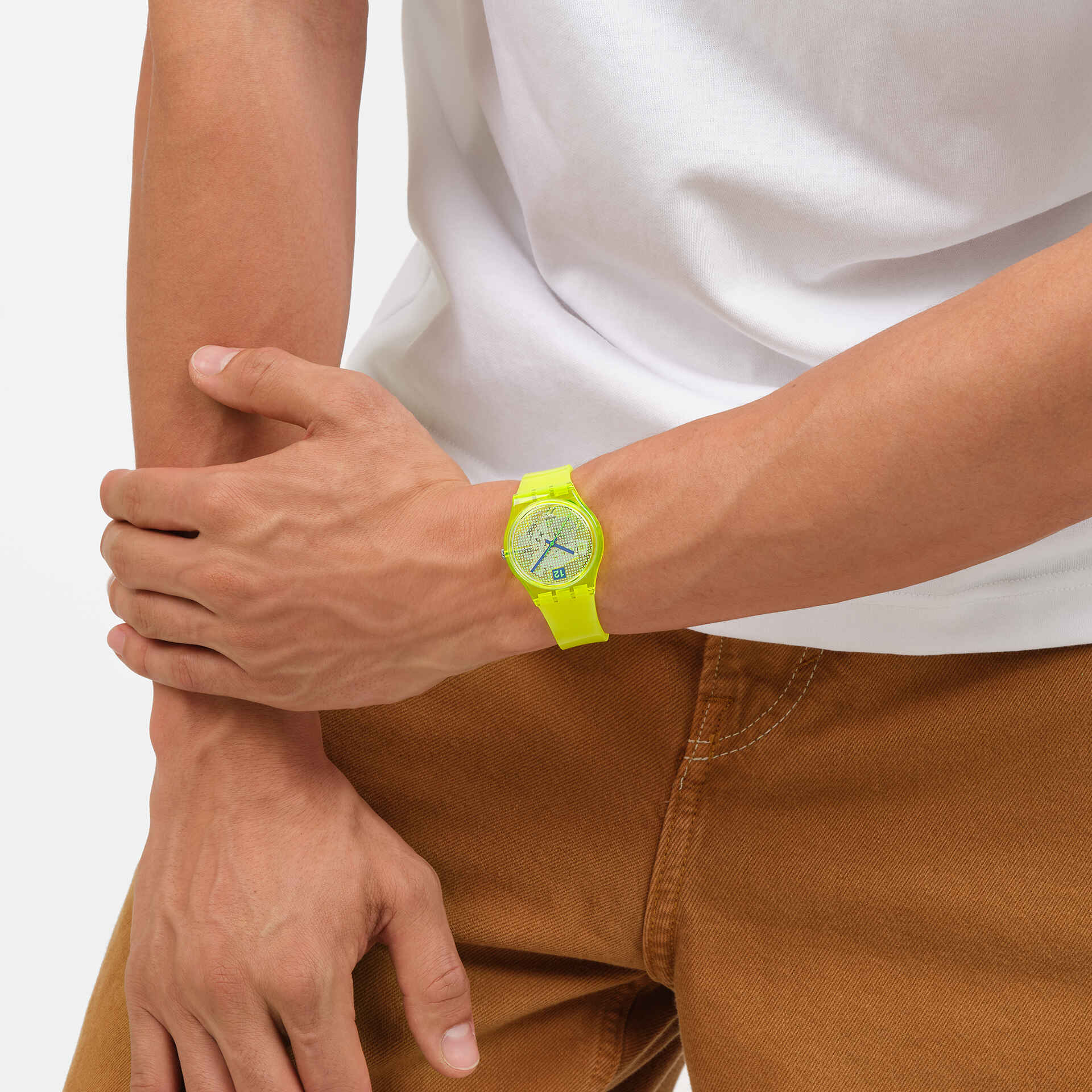 Swatch Originals Medium SO28J103 Luminously Lemon Damenuhr Transparent • Biosourciertes Gehäuse • 80s Retro-Design, Bild 5