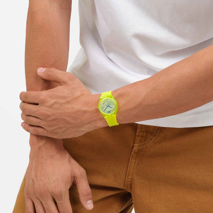 Swatch Originals Medium SO28J103 Luminously Lemon Damenuhr Transparent • Biosourciertes Gehäuse • 80s Retro-Design, Bild 5