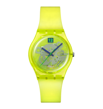 Swatch Originals Medium SO28J103 Luminously Lemon Damenuhr Transparent • Biosourciertes Gehäuse • 80s Retro-Design, Bild 8