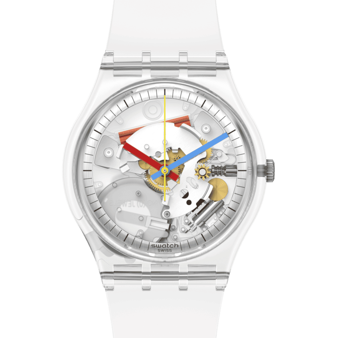 Swatch Originals Medium SO28K100-S06 Armbanduhr Transparent • Biosourced Gehäuse • Farbige Zeiger, Bild 3