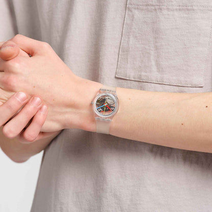Swatch Originals Medium SO28K100-S06 Armbanduhr Transparent • Biosourced Gehäuse • Farbige Zeiger, Bild 5