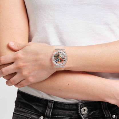 Swatch Originals Medium SO28K100-S06 Armbanduhr Transparent • Biosourced Gehäuse • Farbige Zeiger, Bild 2