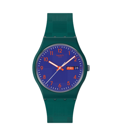 Swatch Originals SO28N706 Pattern Formation Armbanduhr Dunkelgrün • Leuchtzeiger • Tag-Datum-Anzeige