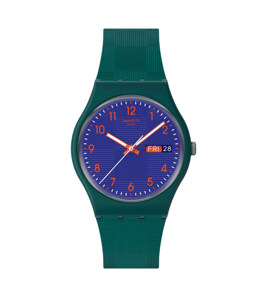Swatch Originals SO28N706 Pattern Formation Armbanduhr Dunkelgrün • Leuchtzeiger • Tag-Datum-Anzeige