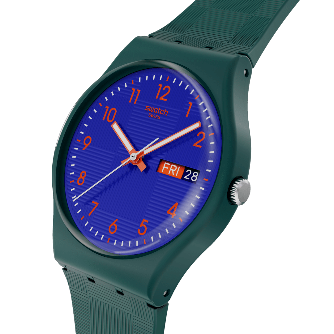 Swatch Originals SO28N706 Pattern Formation Armbanduhr Dunkelgrün • Leuchtzeiger • Tag-Datum-Anzeige, Bild 3