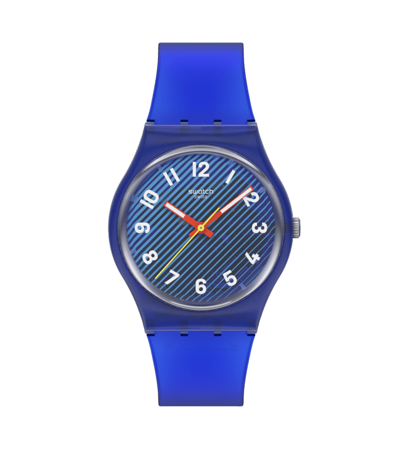 Swatch Originals Medium SO28S107 Wavelengths of Water Damenuhr Transparent Blau • Leuchtzeiger • Biosourced Gehäuse
