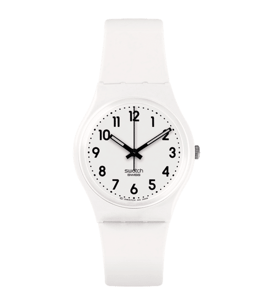 Swatch Originals Medium SO28W107-S14 Armbanduhr Weiß • Quarzwerk • Weißes Zifferblatt