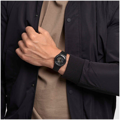 Swatch Originals Large SO29B109 Armbanduhr Schwarz • Biosourced-Gehäuse • Sichtfenster auf das Werk, Bild 2