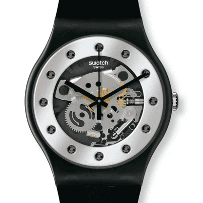 Swatch Originals Large SO29B109 Armbanduhr Schwarz • Biosourced-Gehäuse • Sichtfenster auf das Werk, Bild 3