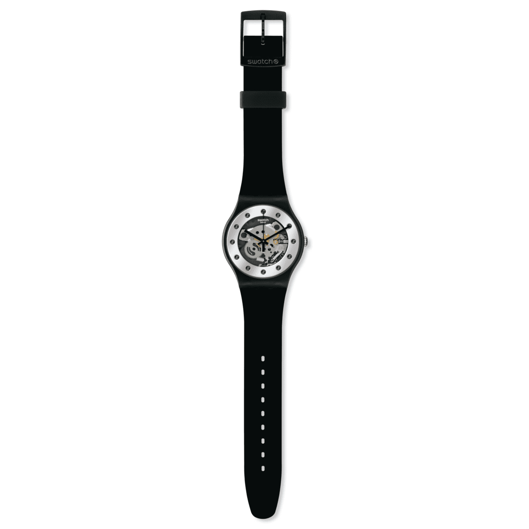 Swatch Originals Large SO29B109 Armbanduhr Schwarz • Biosourced-Gehäuse • Sichtfenster auf das Werk, Bild 4
