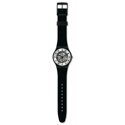Swatch Originals Large SO29B109 Armbanduhr Schwarz • Biosourced-Gehäuse • Sichtfenster auf das Werk, Bild 4