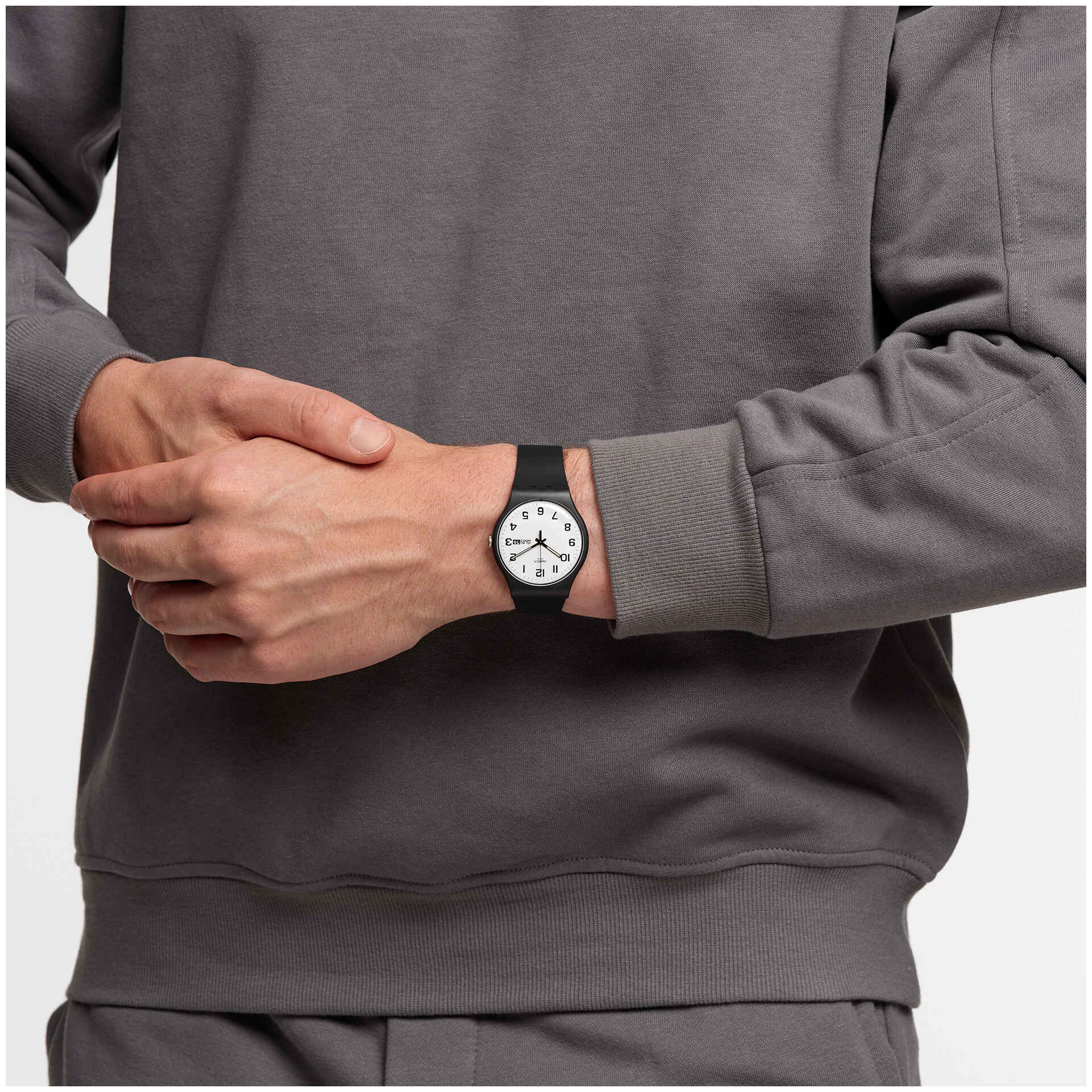 Swatch Originals Large SO29B703 Twice Again Armbanduhr Weiß • Biosourciertes Armband • Tag- und Datumsanzeige, Bild 2