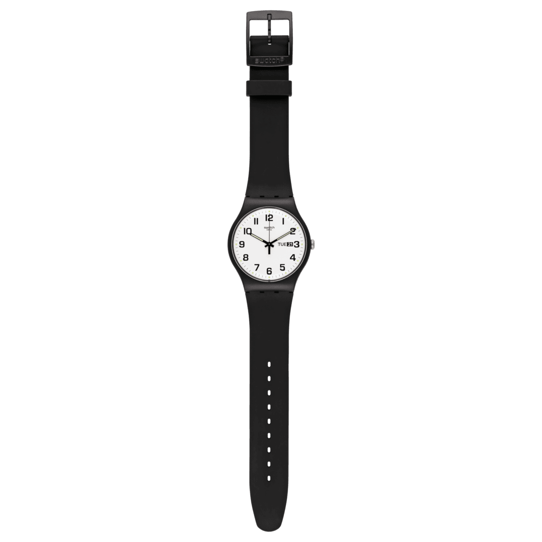 Swatch Originals Large SO29B703 Twice Again Armbanduhr Weiß • Biosourciertes Armband • Tag- und Datumsanzeige, Bild 4