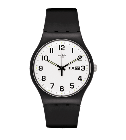 Swatch Originals Large SO29B703 Twice Again Armbanduhr Weiß • Biosourciertes Armband • Tag- und Datumsanzeige
