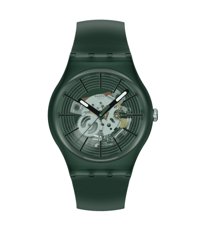 Swatch Originals Large SO29G111 Revealed in the Forest Armbanduhr • Grünes Muster-Design • Quarzwerk
