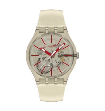 Swatch Originals Large SO29K119 Revealed in the Sand Armbanduhr Beige • Biosourced Gehäuse • Leuchtende Zeiger, Bild 8