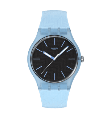 Swatch Originals Large SO29L101 Armbanduhr Hellblau • Leuchtzeiger • Biosourced-Gehäuse, Bild 8