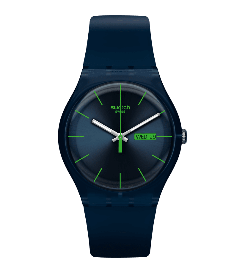 Swatch Originals Large SO29N704 Blue Rebel Herren • Leuchtzeigerwerk • Tag-Datum-Anzeige