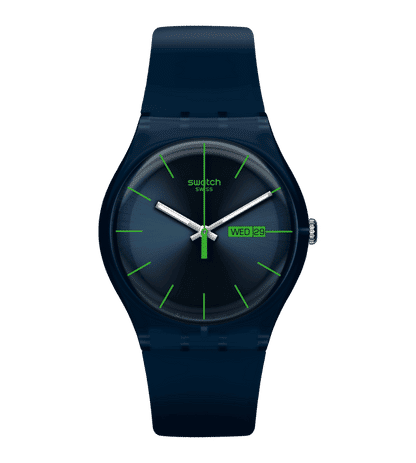 Swatch Originals Large SO29N704 Blue Rebel Herren • Leuchtzeigerwerk • Tag-Datum-Anzeige