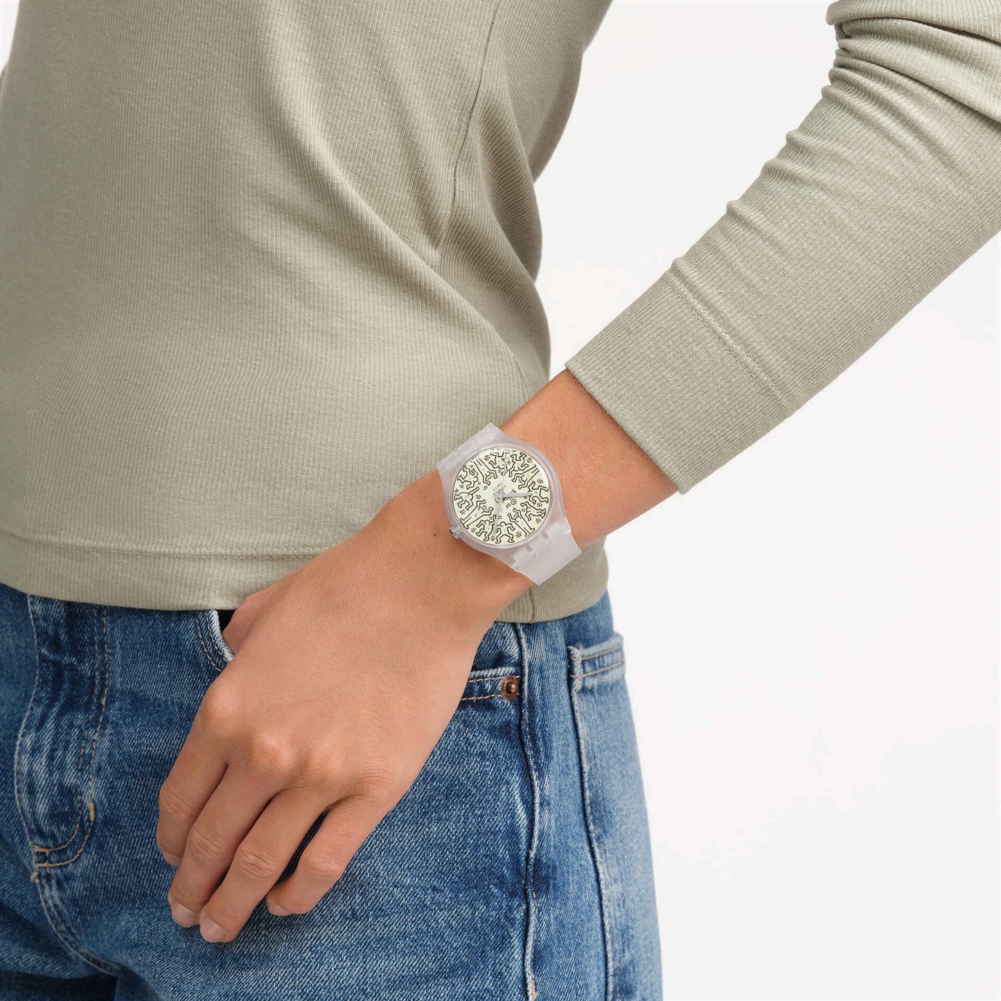 Swatch From The Archive SO29Z145 Armbanduhr Transparent • Biosourced-Gehäuse • Keith Haring Edition, Bild 2