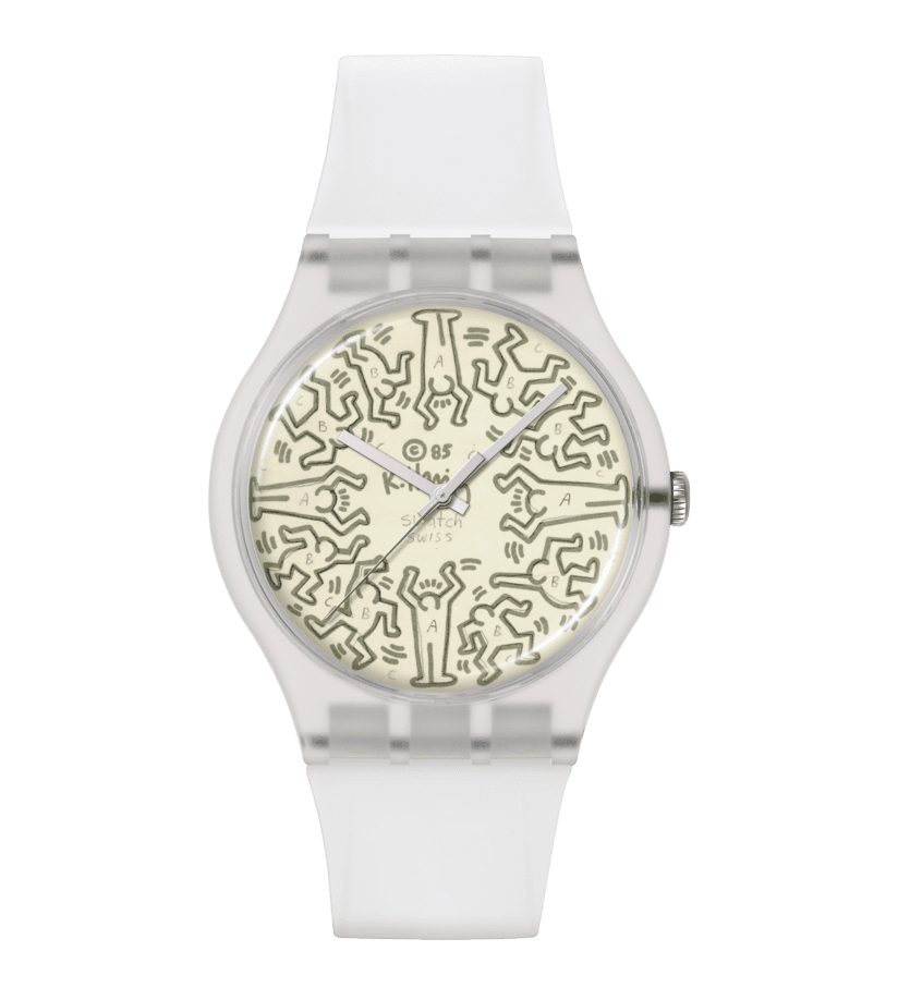 Swatch From The Archive SO29Z145 Armbanduhr Transparent • Biosourced-Gehäuse • Keith Haring Edition