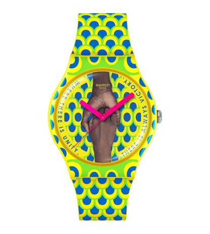 Swatch Originals Large SO29Z148 Unity Always Armbanduhr Gelb • Biosourced Gehäuse • Künstler-Edition