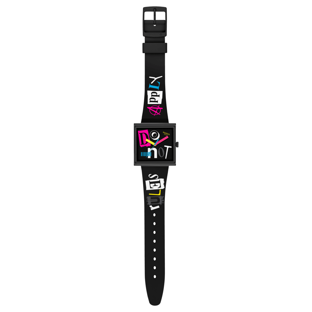 Swatch What If Square SO34B100 Unisex Armbanduhr Schwarz • Bioceramic-Gehäuse • Mehrfarbige Zeiger, Bild 4