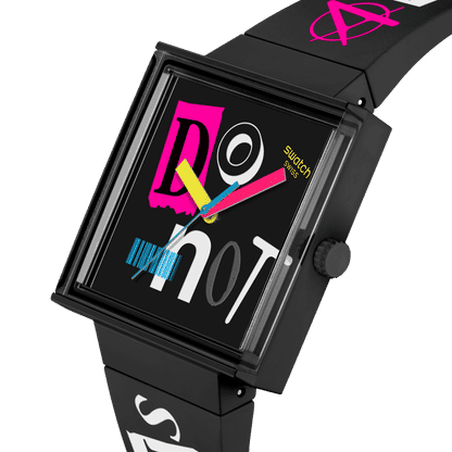 Swatch What If Square SO34B100 Unisex Armbanduhr Schwarz • Bioceramic-Gehäuse • Mehrfarbige Zeiger, Bild 3