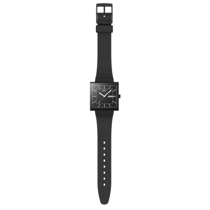 Swatch What If Square SO34B701 Herren Armbanduhr Schwarz • Biokeram​ik-Gehäuse • Leuchtzeiger, Bild 4
