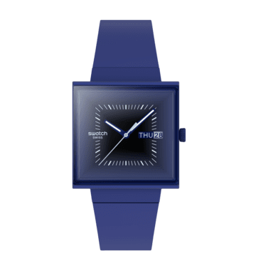 Swatch What If Square SO34N700 Squarely Blacklight Armbanduhr Schwarz • Quarzwerk • Unisex-Design, Bild 8
