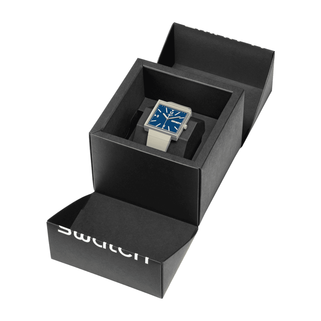Swatch What If - Square SO34T700 Armbanduhr Beige • Bioceramic-Gehäuse • Quadratisches Design, Bild 5