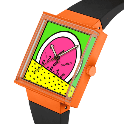 Swatch Break Time SO34Z101 Armbanduhr Orange • Bioceramic-Gehäuse • Leuchtzeiger, Bild 3