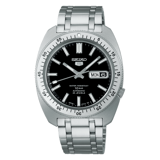 Herrarmbandsur med svart urtavla, datumvisning och armband i rostfritt stål