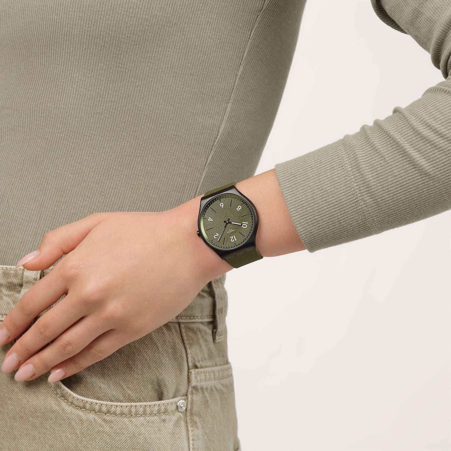 Swatch New Skin Irony SS07B115 Damen Armbanduhr Dunkelgrün • Leuchtzeigerzeiger • Ultraflach, Bild 6