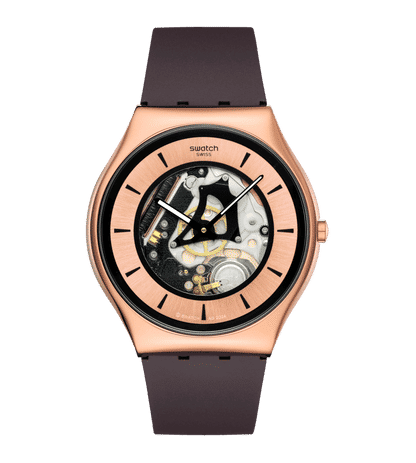 Swatch New Skin Irony SS07G107 Damen • Roségold PVD-Edelstahlgehäuse • Leuchtzeiger
