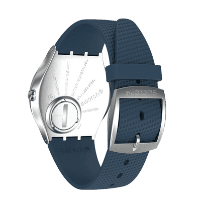 Swatch New Skin Irony SS07S102 Skinnavy Armbanduhr Dunkelblau • Ultradünn • Swatch Glow Zeiger, Bild 6