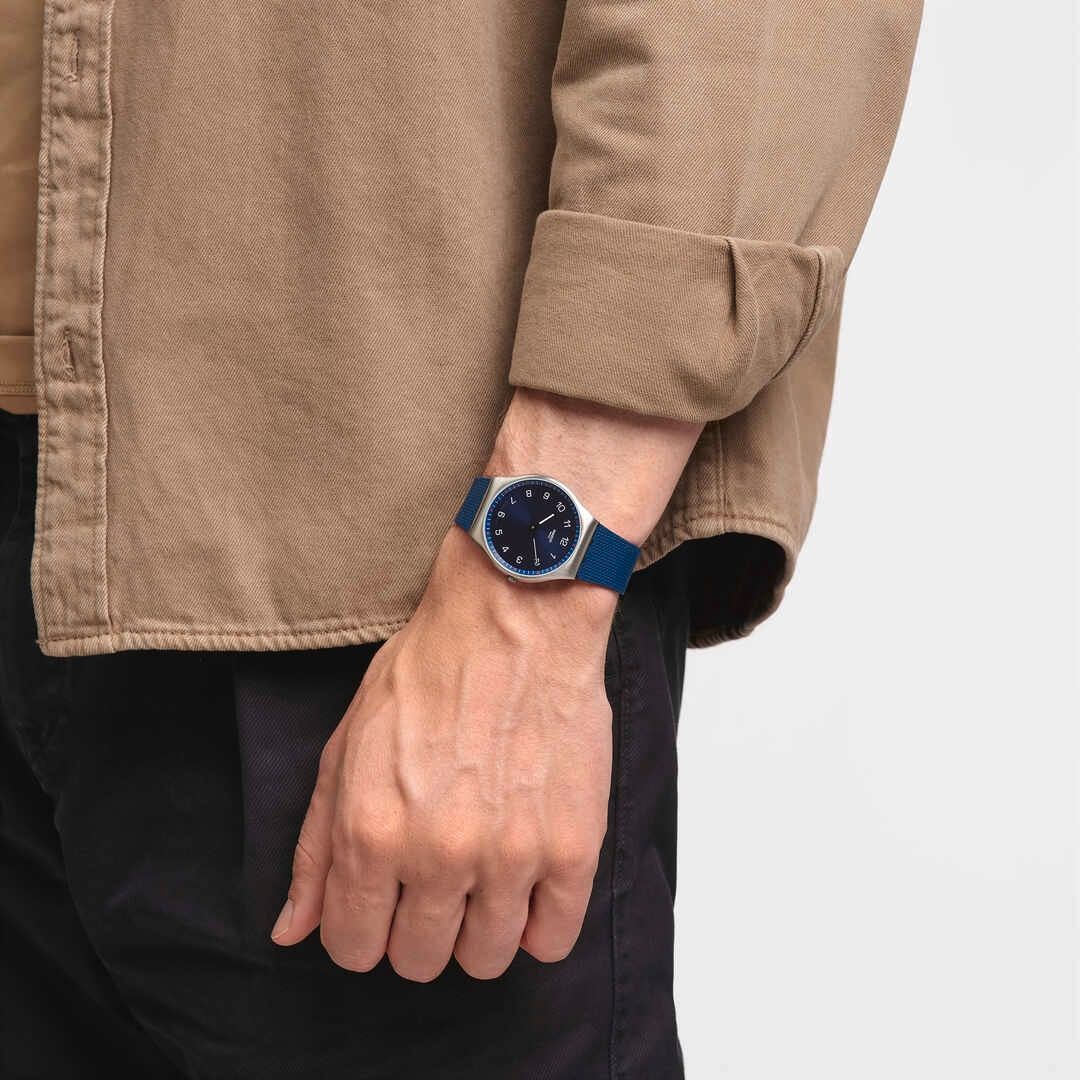 Swatch New Skin Irony SS07S102 Skinnavy Armbanduhr Dunkelblau • Ultradünn • Swatch Glow Zeiger, Bild 8