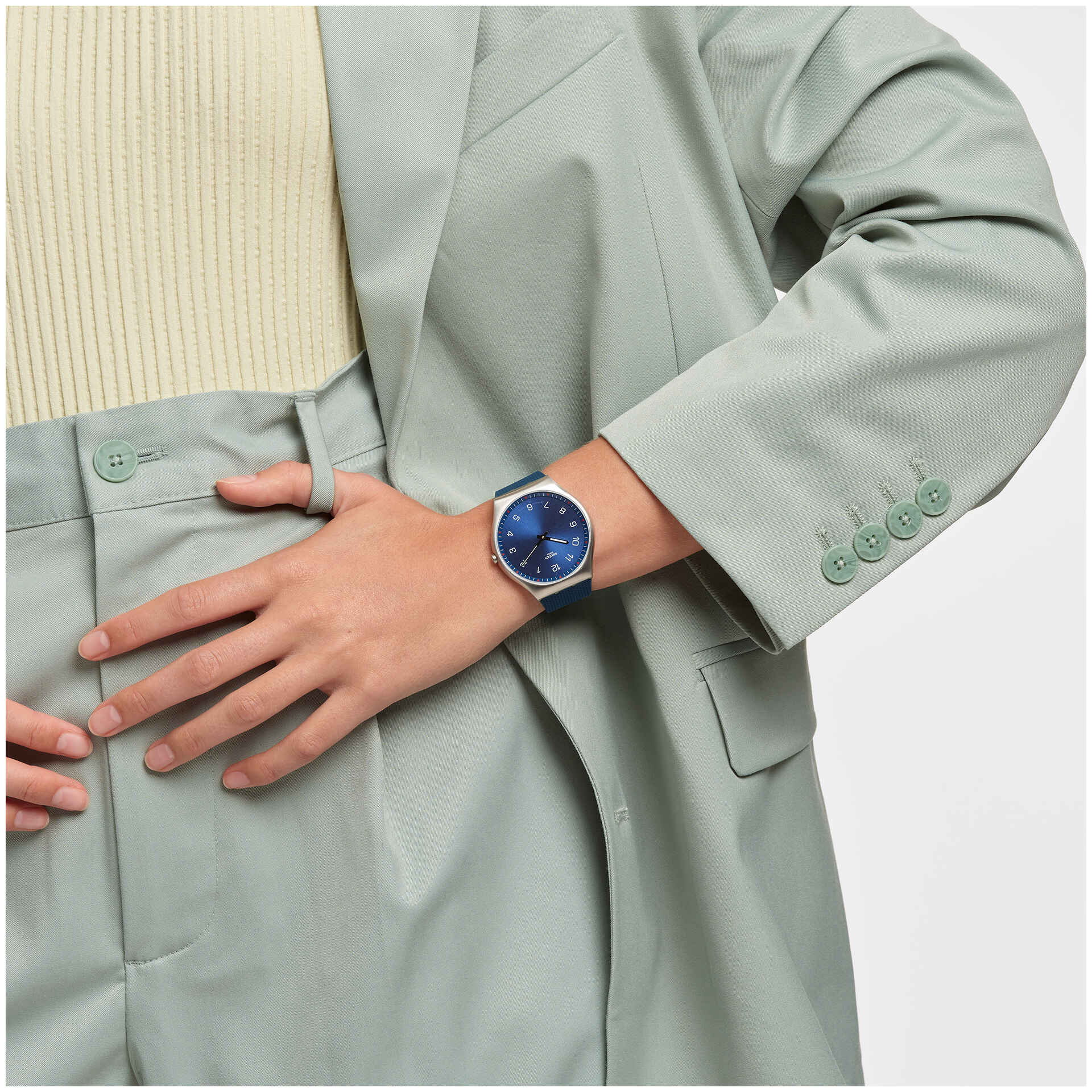 Swatch New Skin Irony SS07S102 Skinnavy Armbanduhr Dunkelblau • Ultradünn • Swatch Glow Zeiger, Bild 3
