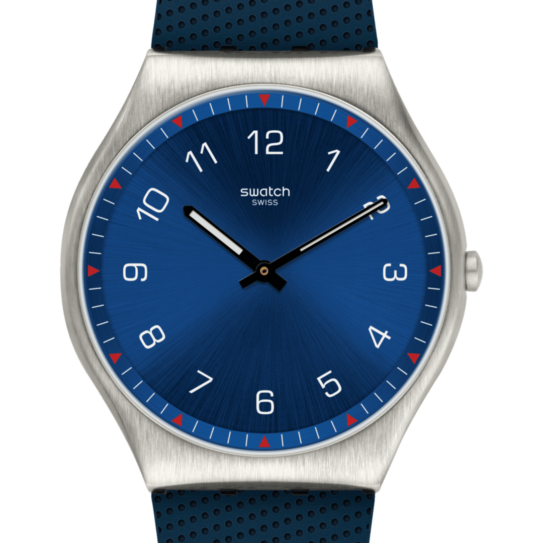 Swatch New Skin Irony SS07S102 Skinnavy Armbanduhr Dunkelblau • Ultradünn • Swatch Glow Zeiger, Bild 4