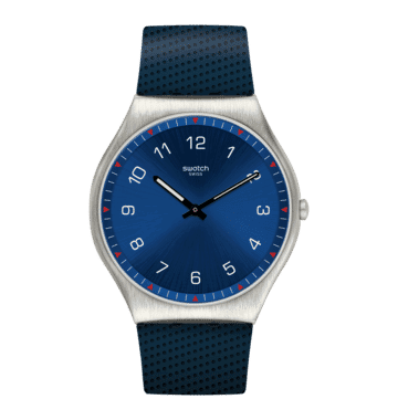 Swatch New Skin Irony SS07S102 Skinnavy Armbanduhr Dunkelblau • Ultradünn • Swatch Glow Zeiger, Bild 10