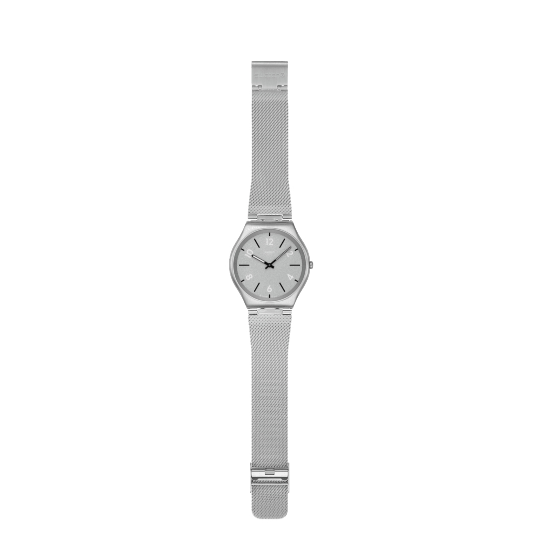 Swatch New Skin Irony SS07S152M Getting meshy Armbanduhr Silber • Leuchtende Zeiger • Mesh-Armband, Bild 4