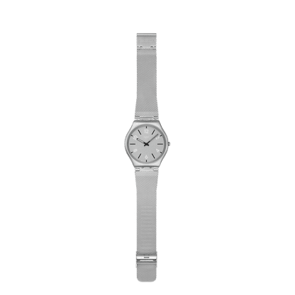 Swatch New Skin Irony SS07S152M Getting meshy Armbanduhr Silber • Leuchtende Zeiger • Mesh-Armband, Bild 4