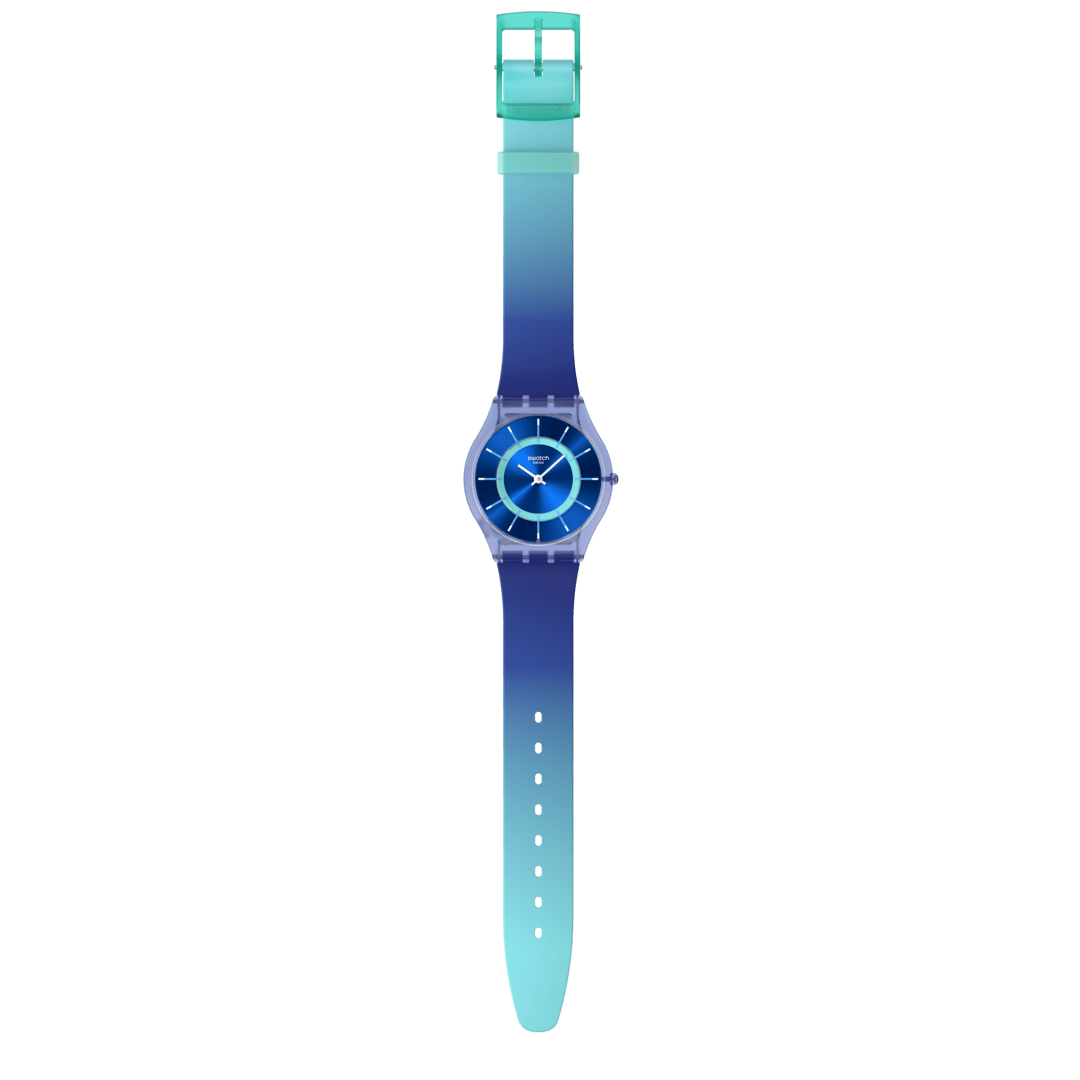 Swatch Skin SS08I100 Jammy Grape Dream Damen Armbanduhr Hellblau • Ultra-Slim-Gehäuse aus Biokunststoff • Biosourced-Glas