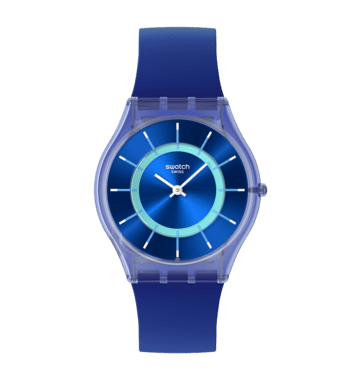 Swatch Skin SS08I100 Jammy Grape Dream Damen Armbanduhr Hellblau • Ultra-Slim-Gehäuse aus Biokunststoff • Biosourced-Glas