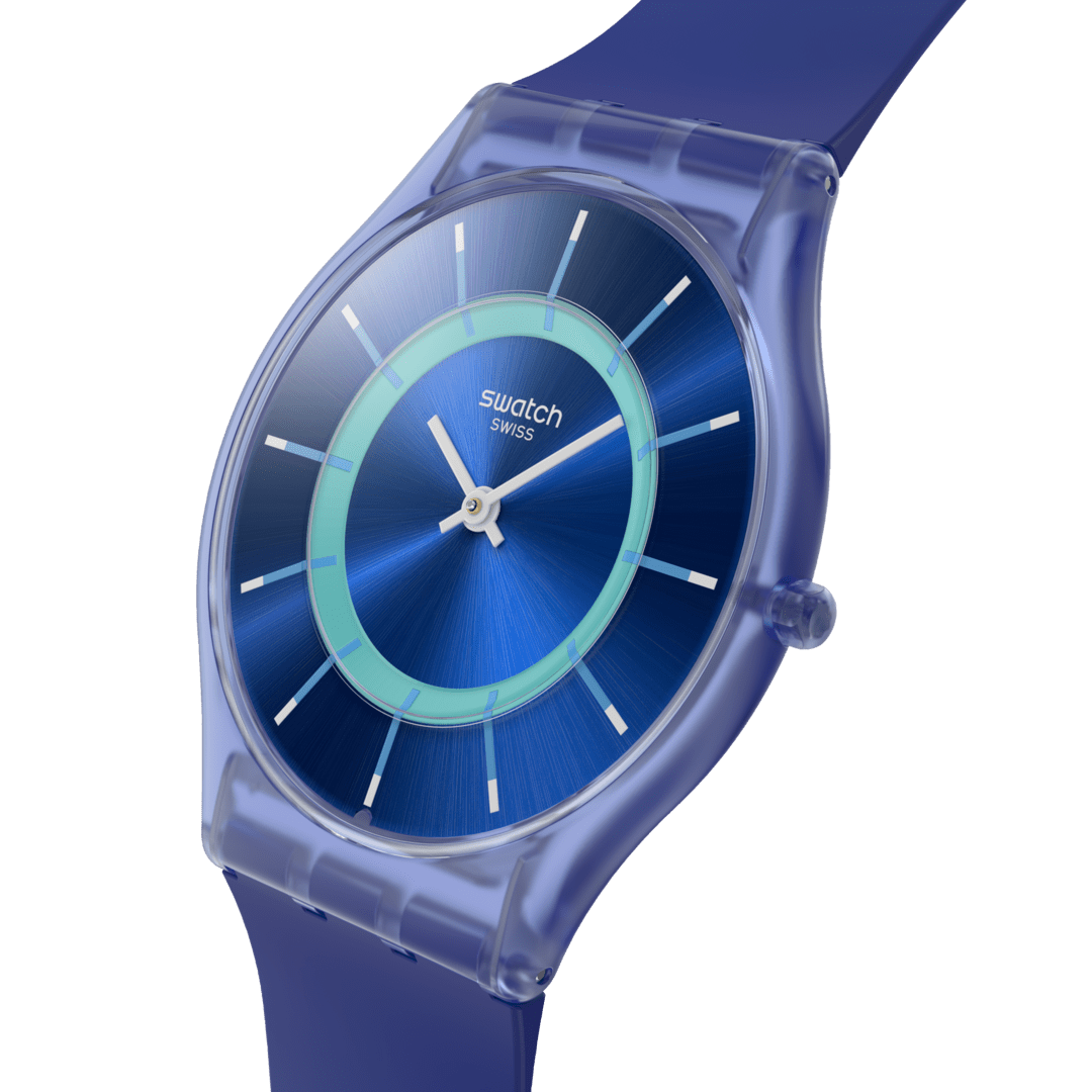 Swatch Skin SS08I100 Jammy Grape Dream Damen Armbanduhr Hellblau • Ultra-Slim-Gehäuse aus Biokunststoff • Biosourced-Glas