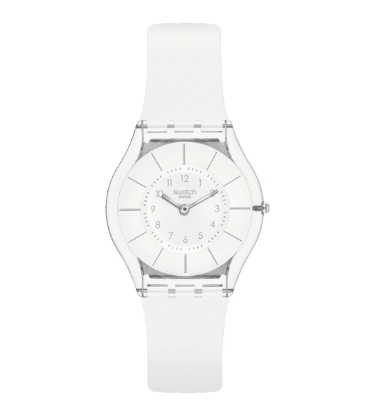 Swatch Skin SS08K102-S14 Damen Armbanduhr Weiß • Ultra-dünnes Gehäuse • Biosourced Materialien
