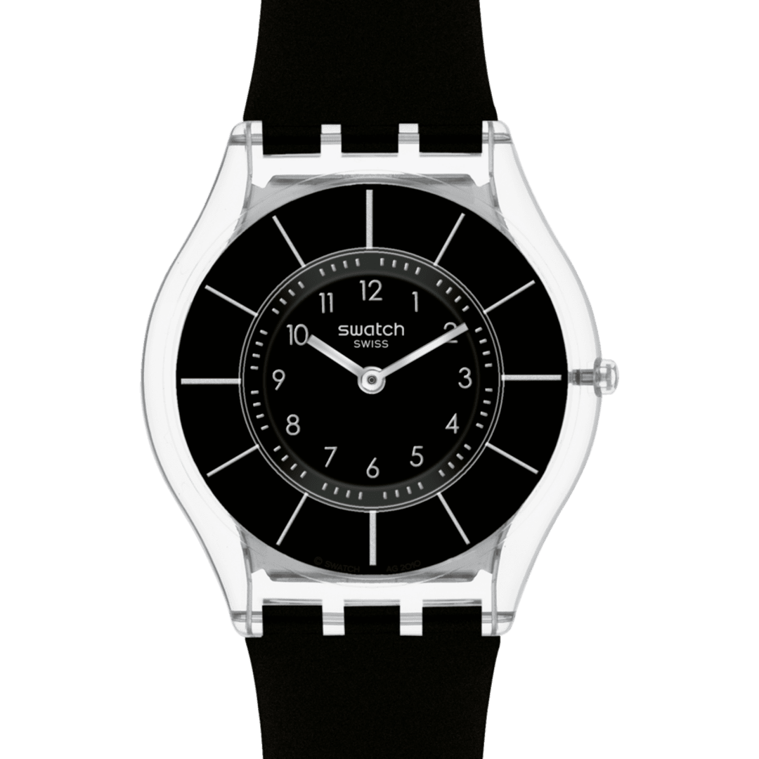 Swatch Black Classiness SS08K103 Armbanduhr Schwarz • Ultraflaches Silikonarmband • Transparentes Polymergehäuse, Bild 3