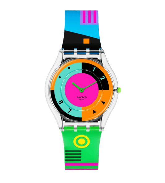 Swatch Neon Hot Racer SS08K119 Damen Armbanduhr • Ultra-Slim Design • Lebendiges Neon-Design